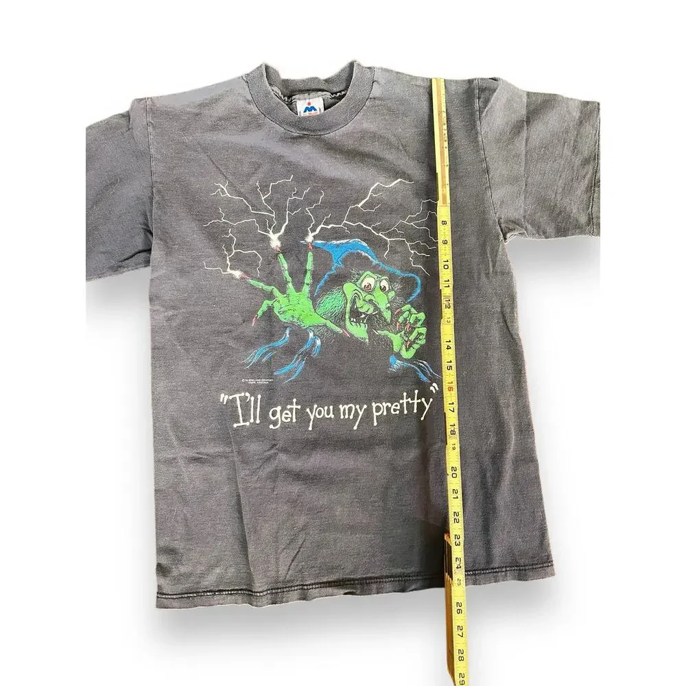 Vintage 90s Wicked Witch I'll Get You My Pretty Wizard of Oz Parody Glow Shirt
